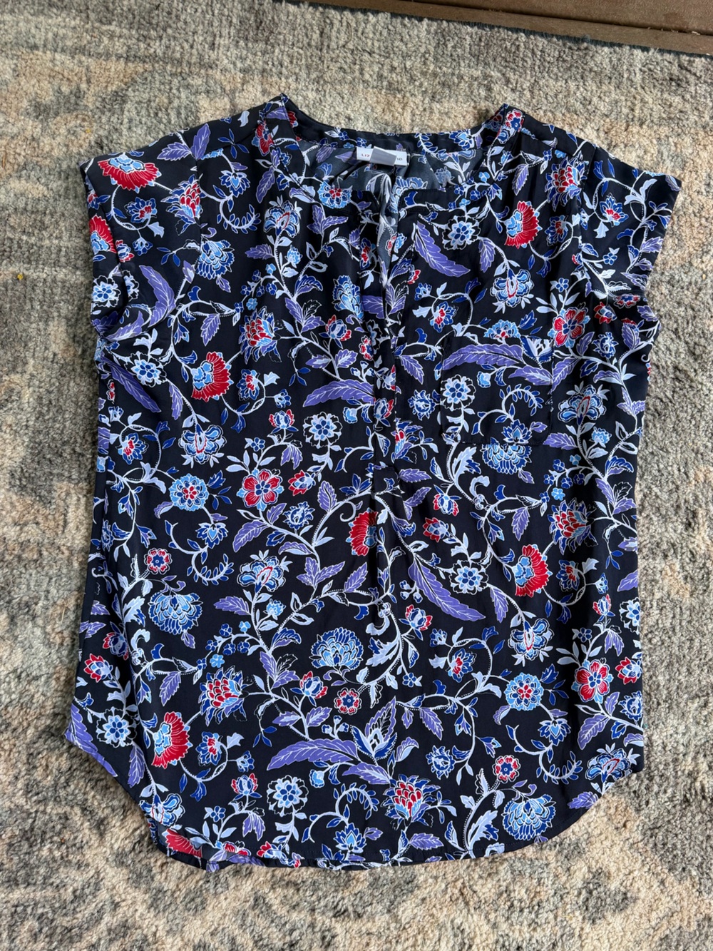 Liz Claiborne Blue Floral Blouse